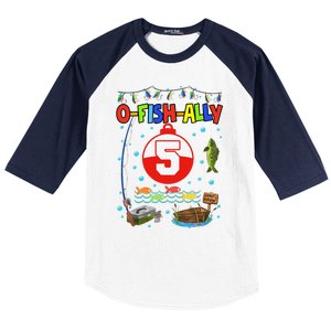 5 Year Old Fishing 5th Birthday Boy Bday Party Decorations Baseball Sleeve Shirt