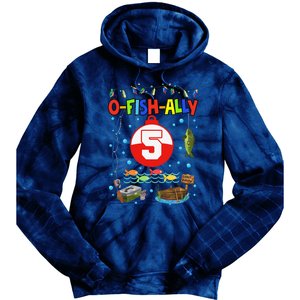 5 Year Old Fishing 5th Birthday Boy Bday Party Decorations Tie Dye Hoodie