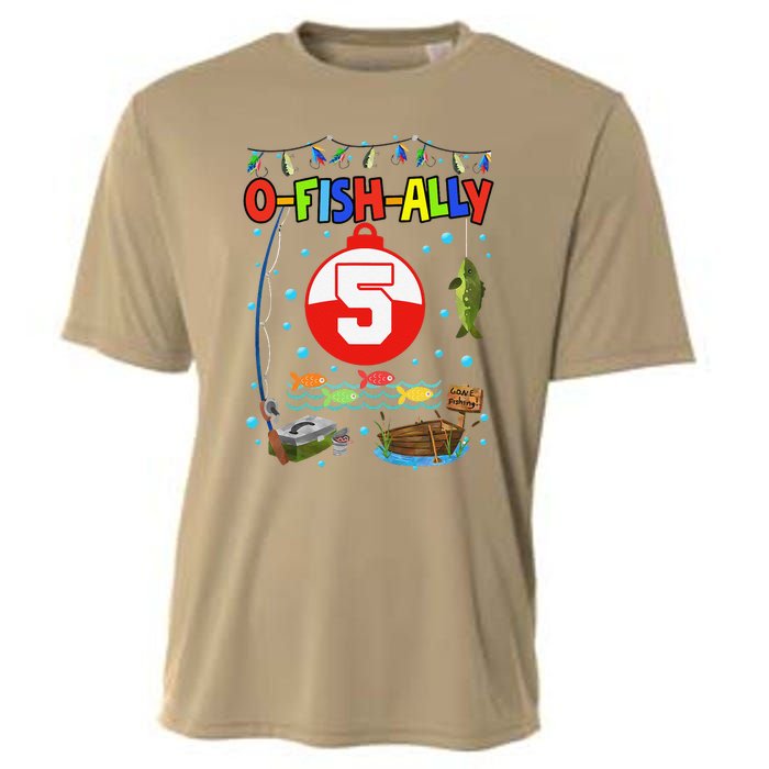 5 Year Old Fishing 5th Birthday Boy Bday Party Decorations Cooling Performance Crew T-Shirt