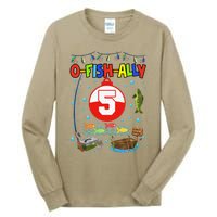 5 Year Old Fishing 5th Birthday Boy Bday Party Decorations Tall Long Sleeve T-Shirt