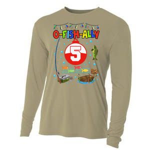 5 Year Old Fishing 5th Birthday Boy Bday Party Decorations Cooling Performance Long Sleeve Crew