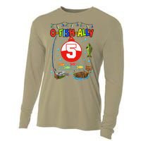 5 Year Old Fishing 5th Birthday Boy Bday Party Decorations Cooling Performance Long Sleeve Crew