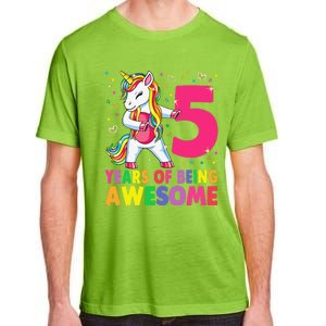 5 Years Old Unicorn Flossing 5th Birthday Girl Unicorn Party Adult ChromaSoft Performance T-Shirt