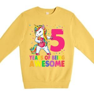 5 Years Old Unicorn Flossing 5th Birthday Girl Unicorn Party Premium Crewneck Sweatshirt