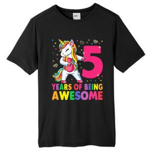 5 Years Old Unicorn Flossing 5th Birthday Girl Unicorn Party Tall Fusion ChromaSoft Performance T-Shirt