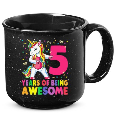 5 Years Old Unicorn Flossing 5th Birthday Girl Unicorn Party 15oz Campfire Ceramic Mug