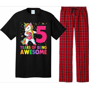 5 Years Old Unicorn Flossing 5th Birthday Girl Unicorn Party Pajama Set