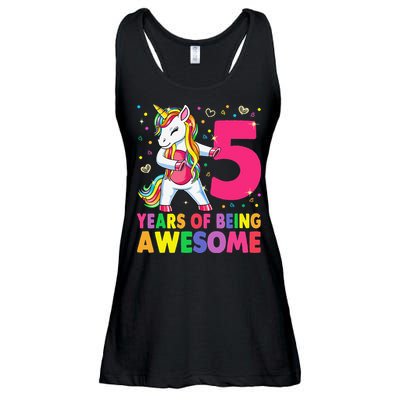 5 Years Old Unicorn Flossing 5th Birthday Girl Unicorn Party Ladies Essential Flowy Tank