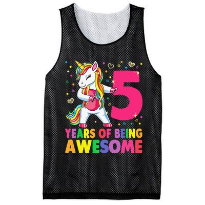 5 Years Old Unicorn Flossing 5th Birthday Girl Unicorn Party Mesh Reversible Basketball Jersey Tank
