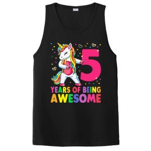 5 Years Old Unicorn Flossing 5th Birthday Girl Unicorn Party PosiCharge Competitor Tank