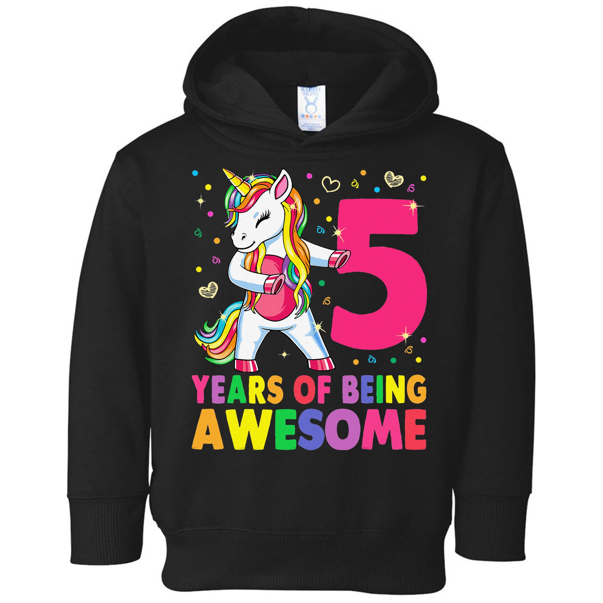 5 Years Old Unicorn Flossing 5th Birthday Girl Unicorn Party Toddler Hoodie