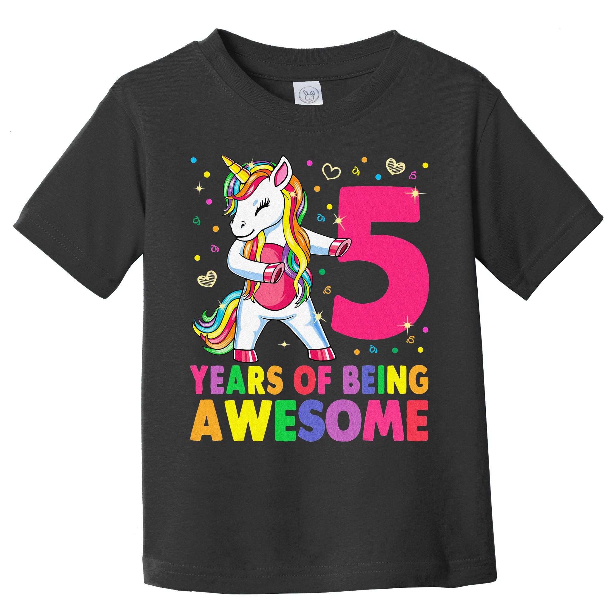 5 Years Old Unicorn Flossing 5th Birthday Girl Unicorn Party Toddler T-Shirt