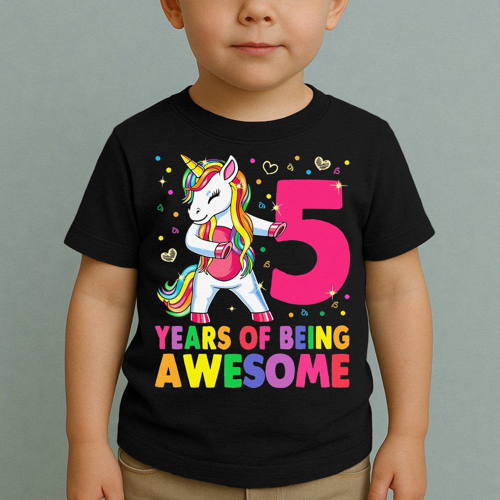 5 Years Old Unicorn Flossing 5th Birthday Girl Unicorn Party Toddler T-Shirt