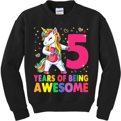 5 Years Old Unicorn Flossing 5th Birthday Girl Unicorn Party Kids Sweatshirt