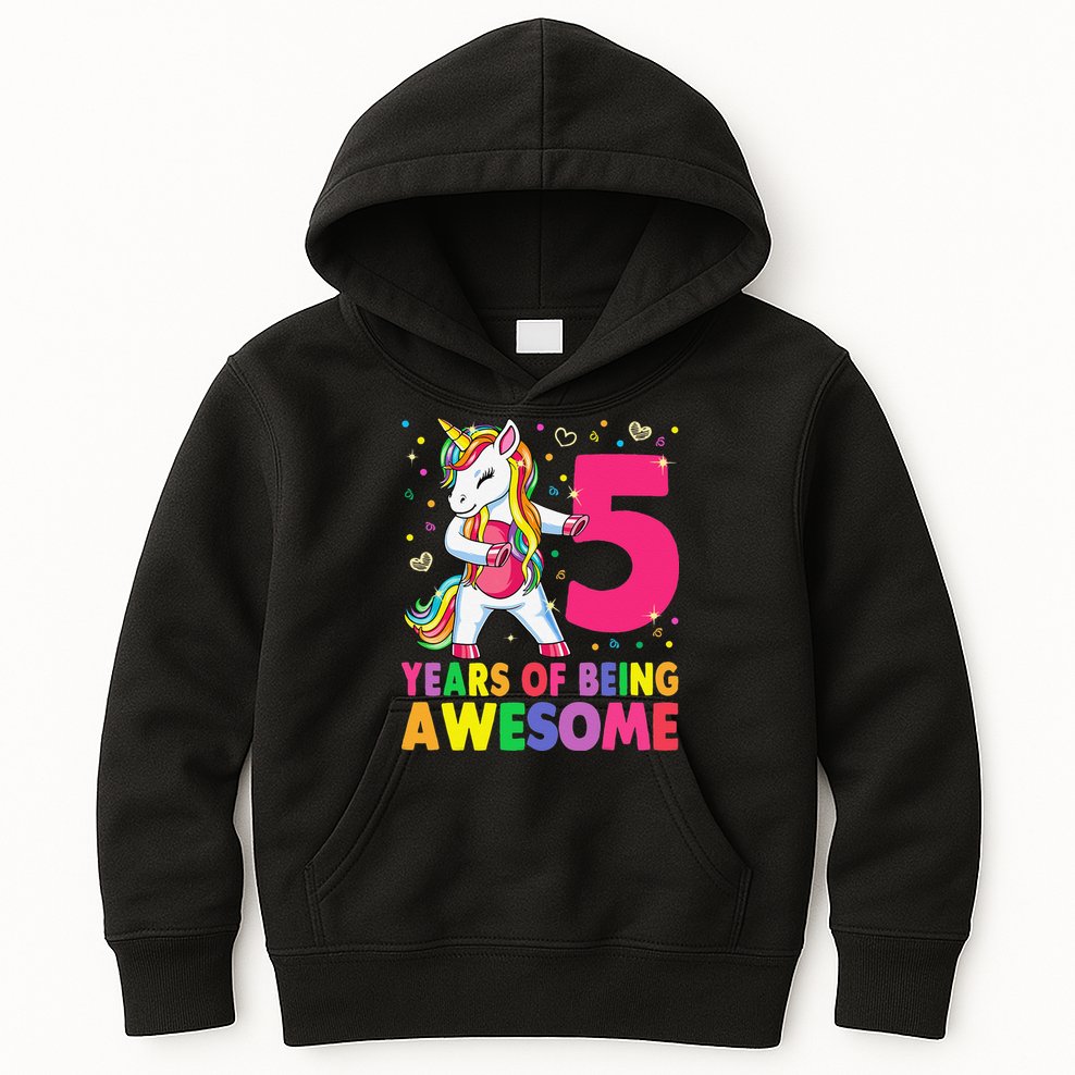 5 Years Old Unicorn Flossing 5th Birthday Girl Unicorn Party Kids Hoodie