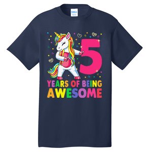 5 Years Old Unicorn Flossing 5th Birthday Girl Unicorn Party Tall T-Shirt