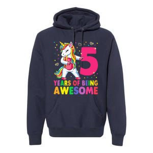 5 Years Old Unicorn Flossing 5th Birthday Girl Unicorn Party Premium Hoodie