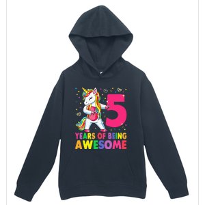 5 Years Old Unicorn Flossing 5th Birthday Girl Unicorn Party Urban Pullover Hoodie