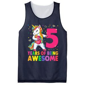 5 Years Old Unicorn Flossing 5th Birthday Girl Unicorn Party Mesh Reversible Basketball Jersey Tank