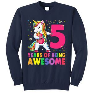 5 Years Old Unicorn Flossing 5th Birthday Girl Unicorn Party Tall Sweatshirt