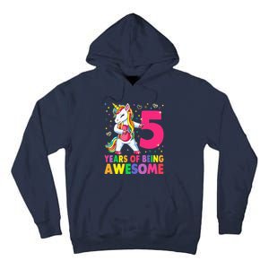 5 Years Old Unicorn Flossing 5th Birthday Girl Unicorn Party Tall Hoodie