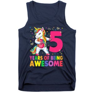 5 Years Old Unicorn Flossing 5th Birthday Girl Unicorn Party Tank Top