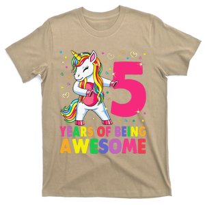 5 Years Old Unicorn Flossing 5th Birthday Girl Unicorn Party T-Shirt