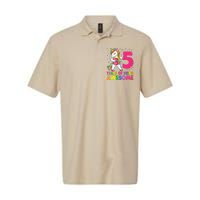 5 Years Old Unicorn Flossing 5th Birthday Girl Unicorn Party Softstyle Adult Sport Polo