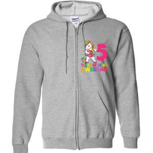 5 Years Old Unicorn Flossing 5th Birthday Girl Unicorn Party Full Zip Hoodie