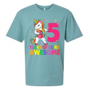 5 Years Old Unicorn Flossing 5th Birthday Girl Unicorn Party Sueded Cloud Jersey T-Shirt