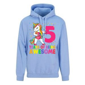 5 Years Old Unicorn Flossing 5th Birthday Girl Unicorn Party Unisex Surf Hoodie