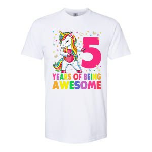 5 Years Old Unicorn Flossing 5th Birthday Girl Unicorn Party Softstyle CVC T-Shirt