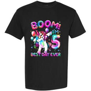 5 Years Old Dabbing Unicorn Gifts 5th Birthday Girl Party Garment-Dyed Heavyweight T-Shirt