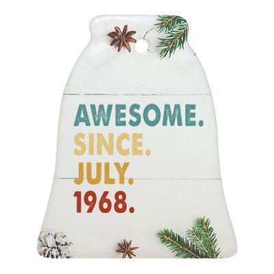 55 Year Old Awesome Since July 1968 55th Birthday Gift Ceramic Bell Ornament