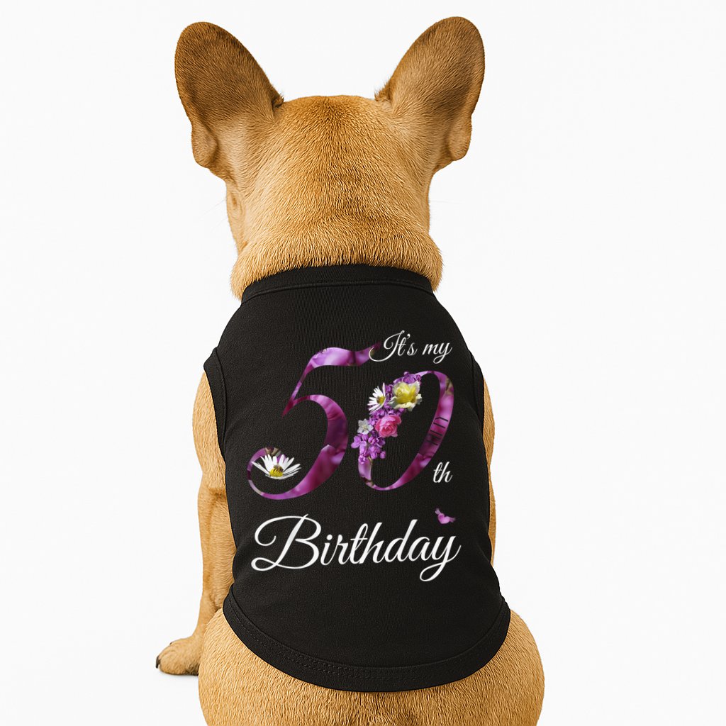 50 Year Old Shirt Floral 1973 It's My 50th Birthday Gift Doggie Tank