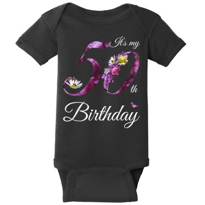 50 Year Old Shirt Floral 1973 It's My 50th Birthday Gift Baby Bodysuit