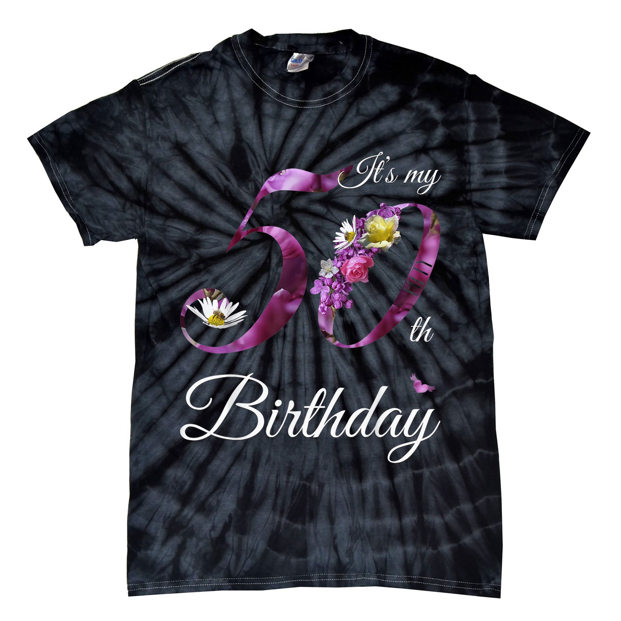 50 Year Old Shirt Floral 1973 It's My 50th Birthday Gift Tie-Dye T-Shirt