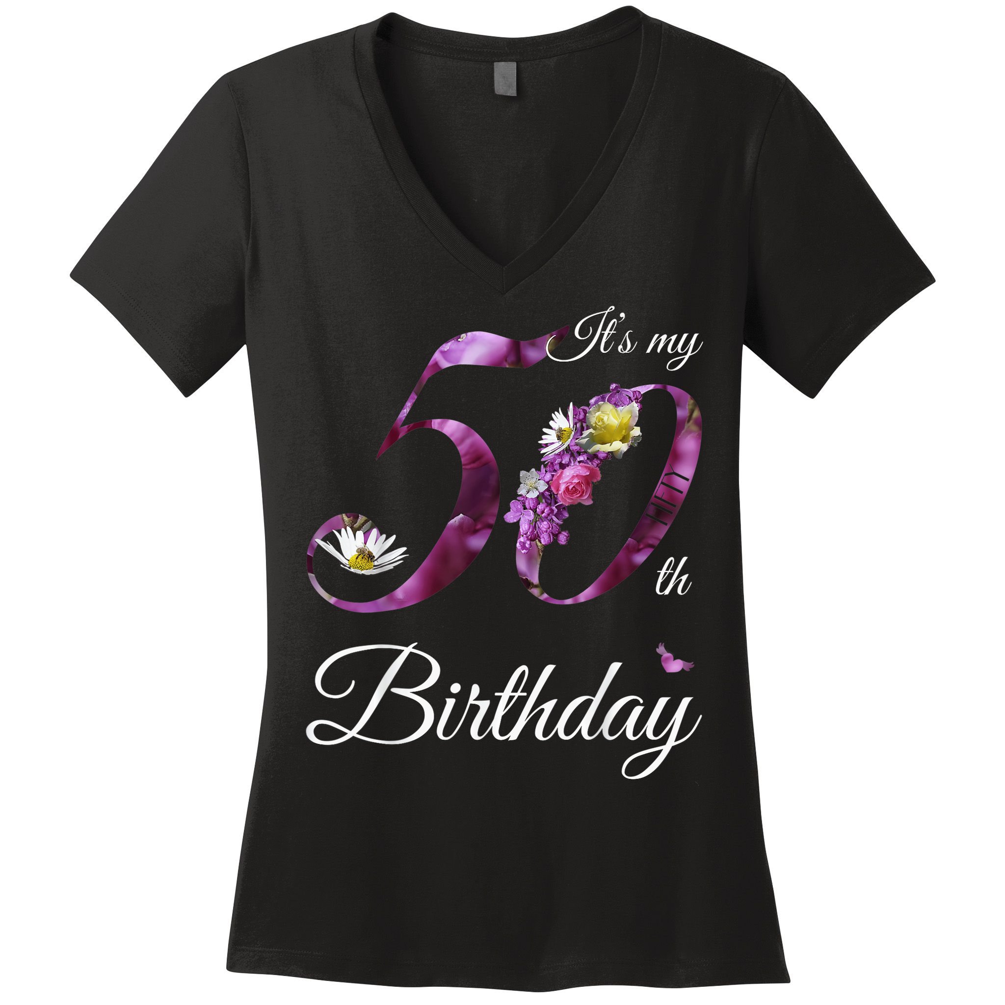 50 Year Old Shirt Floral 1973 It's My 50th Birthday Gift Women's V-Neck T-Shirt