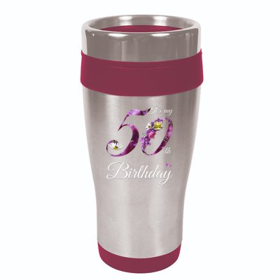 50 Year Old Shirt Floral 1973 It's My 50th Birthday Gift 16oz Travel Tumbler