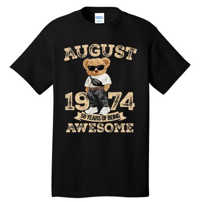 50 Year Of Being Awesome August 1974 Cool 50th Birthday Gift Tall T-Shirt