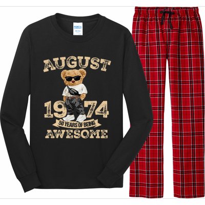 50 Year Of Being Awesome August 1974 Cool 50th Birthday Gift Long Sleeve Pajama Set