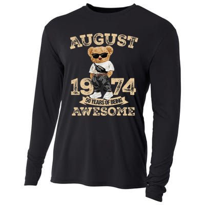 50 Year Of Being Awesome August 1974 Cool 50th Birthday Gift Cooling Performance Long Sleeve Crew