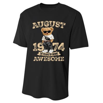 50 Year Of Being Awesome August 1974 Cool 50th Birthday Gift Performance Sprint T-Shirt