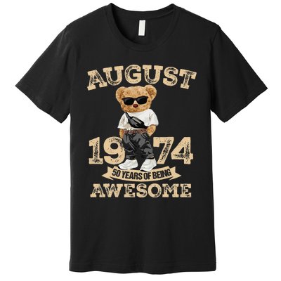 50 Year Of Being Awesome August 1974 Cool 50th Birthday Gift Premium T-Shirt