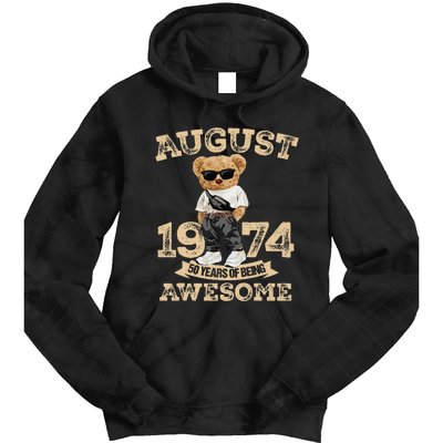 50 Year Of Being Awesome August 1974 Cool 50th Birthday Gift Tie Dye Hoodie