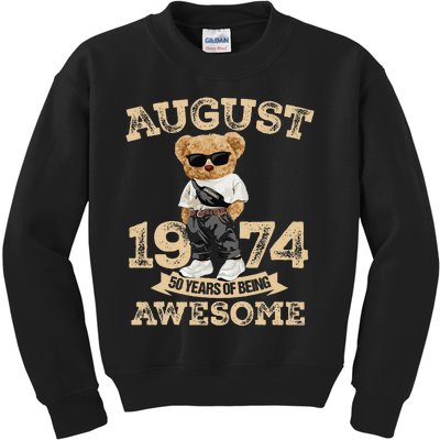 50 Year Of Being Awesome August 1974 Cool 50th Birthday Gift Kids Sweatshirt