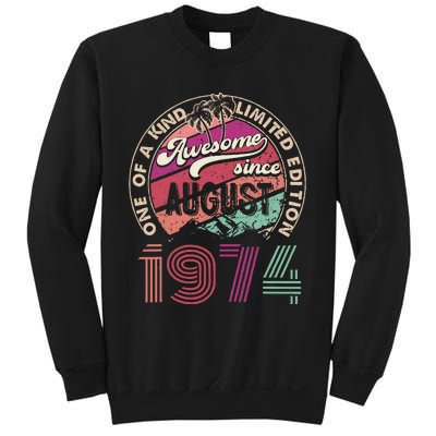 50 Years Old Vintage Retro August 1974 Birthday Sweatshirt