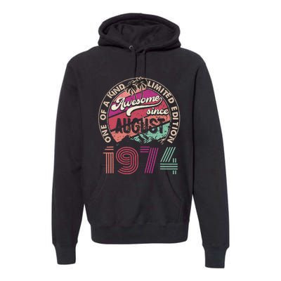 50 Years Old Vintage Retro August 1974 Birthday Premium Hoodie