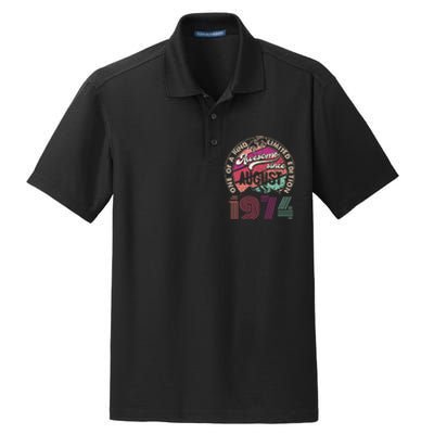 50 Years Old Vintage Retro August 1974 Birthday Dry Zone Grid Polo