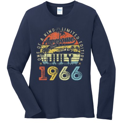 57 Year Old Awesome Since July 1966 57th Birthday Ladies Long Sleeve Shirt